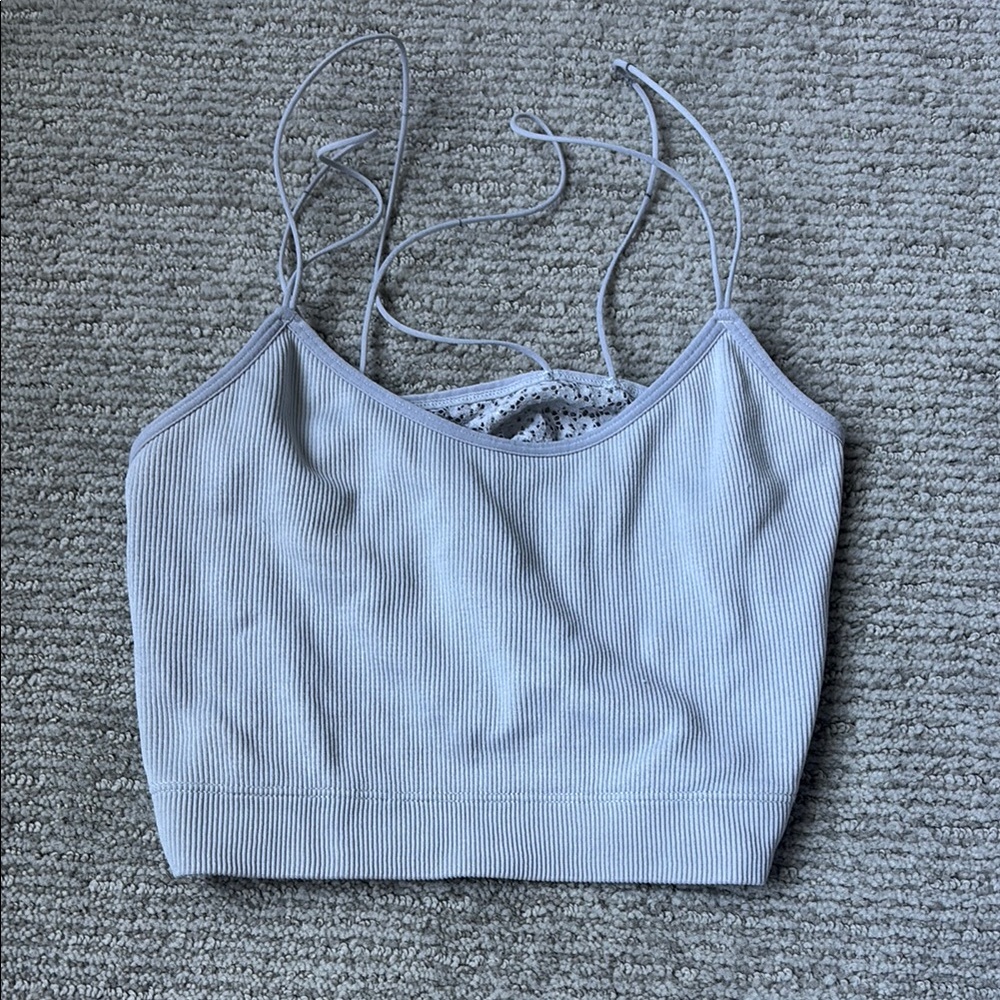 Light Gray Ribbed Crop Top